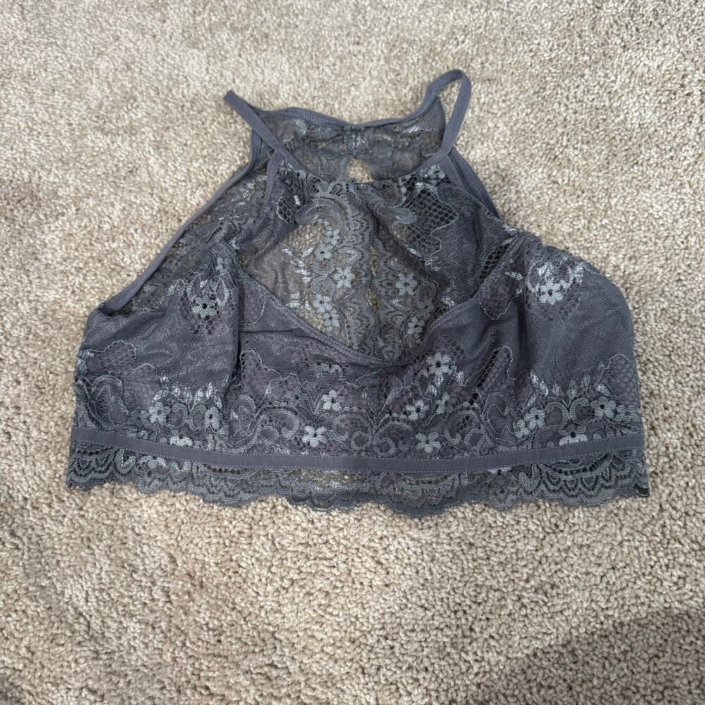 Wishlist Gray Lace Bralette Womens Size Medium Lightly Lined Unpadded No Padding